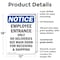 Signmission Employee Entrance Only No Deliveries OSHA Notice Sign, Plastic, 12in W x 18in L, 2PK OS-2PACK-NS-P-1218-V-11946 - alternate 3